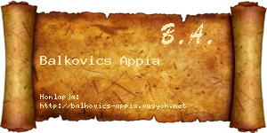 Balkovics Appia névjegykártya